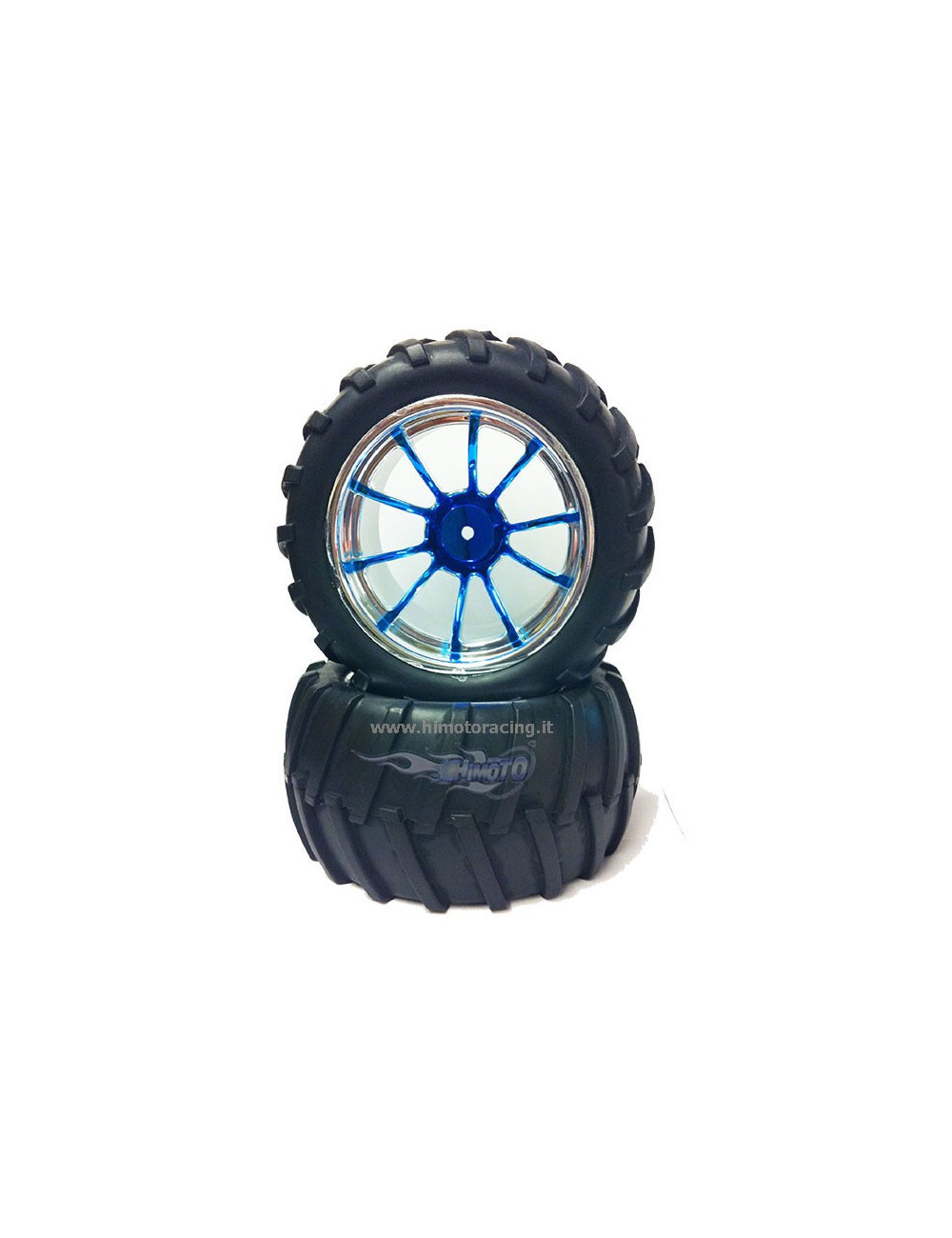 HIMOTO Coppia ruote complete cromate blu Himoto esagono 12mm