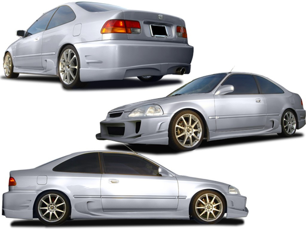 Kit Estetico Completo In Vetroresina Honda Civic Coupe' Dal 1998 Silver - Lemar Car Tuning