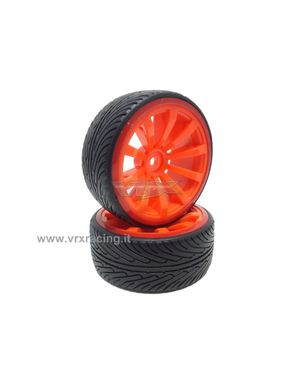 VRX Coppia ruote complete di inserto 1/10 drift cerchio arancione VRX