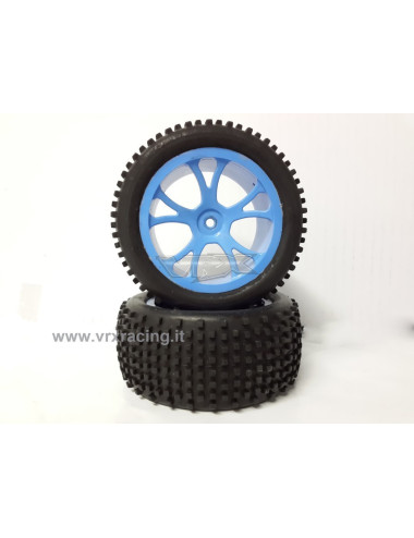 VRX Ruote Posteriori complete di cerchi blu x Modelli scala 1:10 Off-road Buggy RH10448 VRX 2pezzi